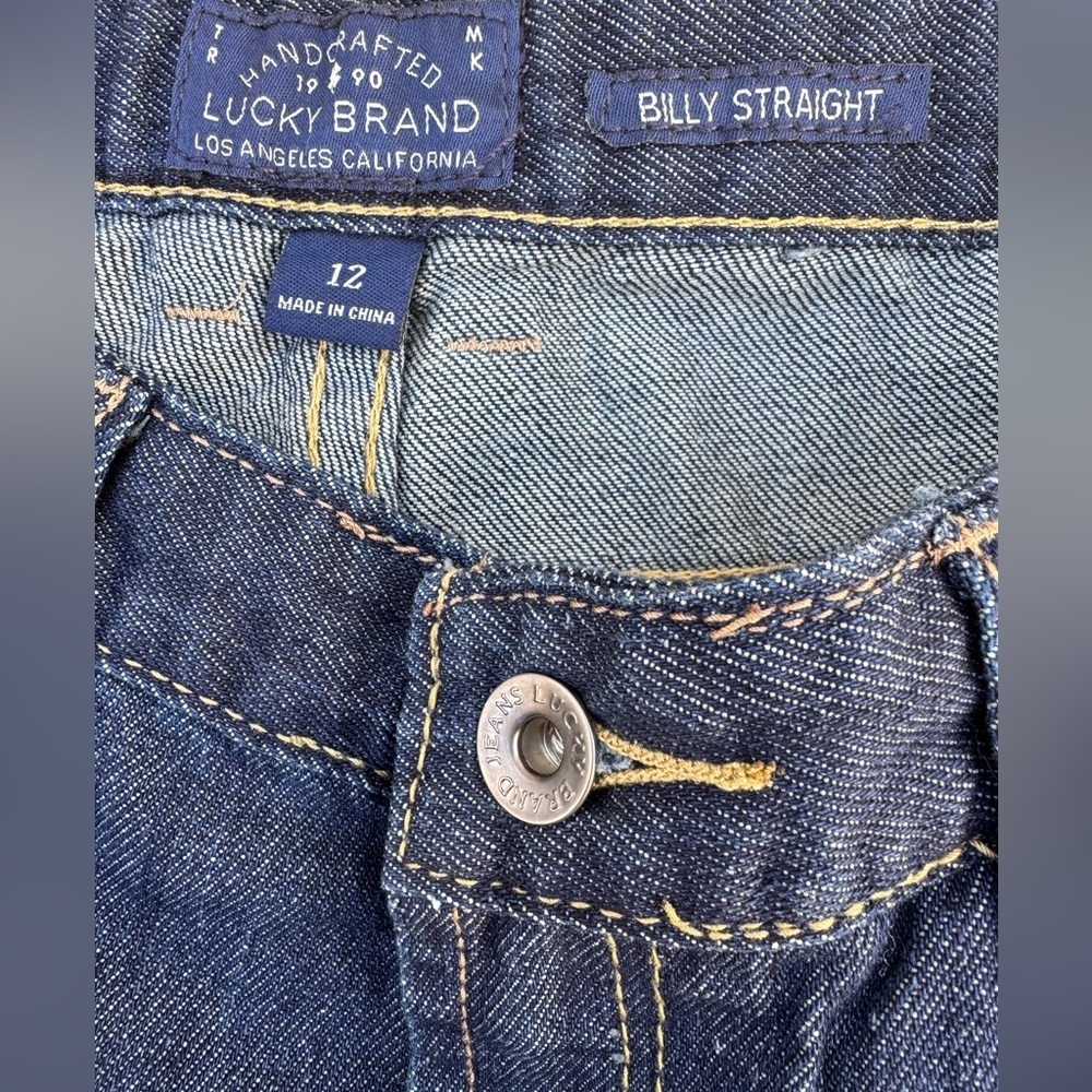 Lucky Brand Jeans Girls 12 High Waist Billy Straight Stretch Denim Distressed - Picture 4 of 9